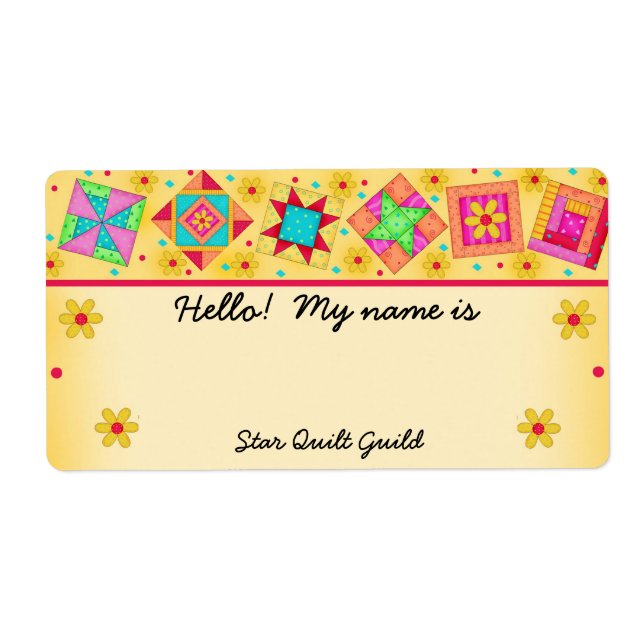 Yellow Quilt Blocks Quilters Name Tag (Vorne)