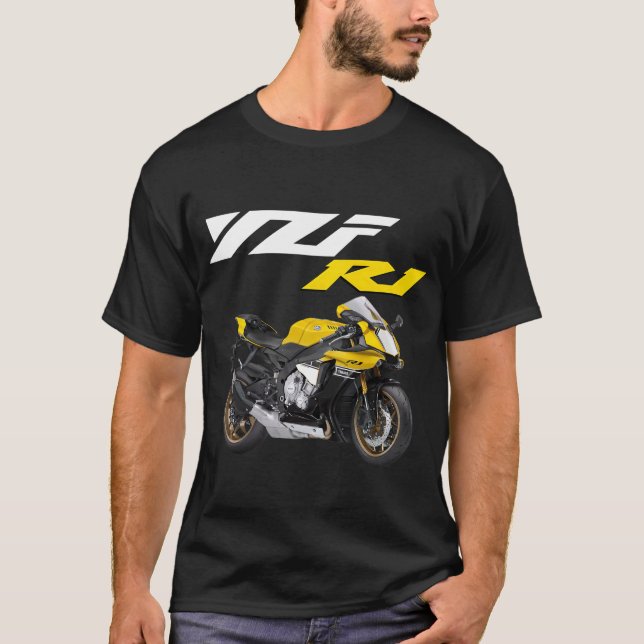 Yellow R1 Sporstbike Motorrad T-Shirt (Vorderseite)