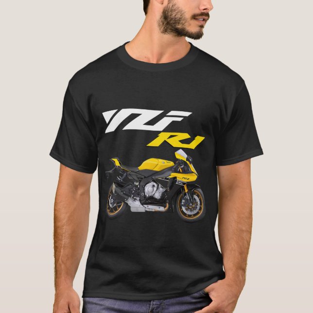 Yellow R1 Sportsbike Motorrad T-Shirt (Vorderseite)