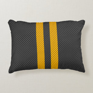 Yellow Racing Stripes Carbon Fiber Style Dekokissen