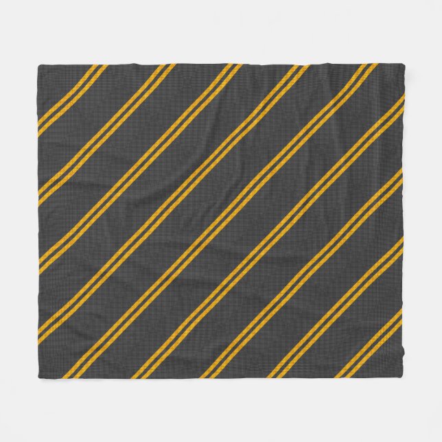 Yellow Racing Stripes Carbon Fiber Style Fleecedecke (Vorderseite (Horizontal))