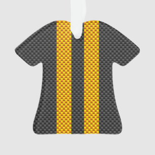 Yellow Racing Stripes Carbon Fiber Style Ornament