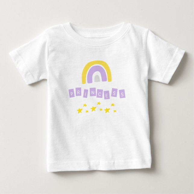 Yellow Rainbow Princess Stars Baby Girl T - Shirt (Vorderseite)
