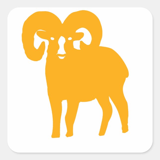 Yellow Ram Silhouette Quadratischer Aufkleber (Vorderseite)