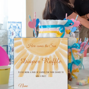 Yellow Ray Sunshine Diaper Raffle Baby Showspiel Begleitkarte