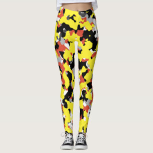 Yellow Red Black Grau Camouflage Camouflage Patter Leggings