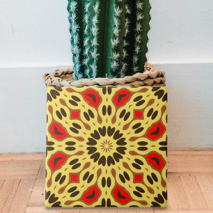 Yellow Red Black Oriental Mosaic Geometric Pattern Fliese