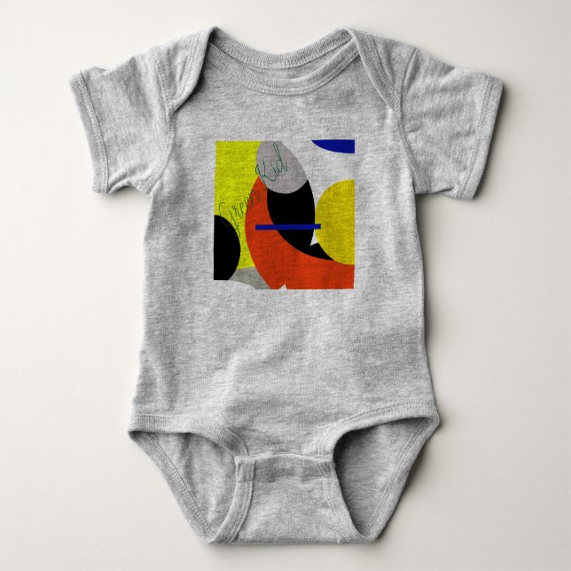 Yellow Red Blue Abstrakte Kunst Baby Strampler (Vorderseite)