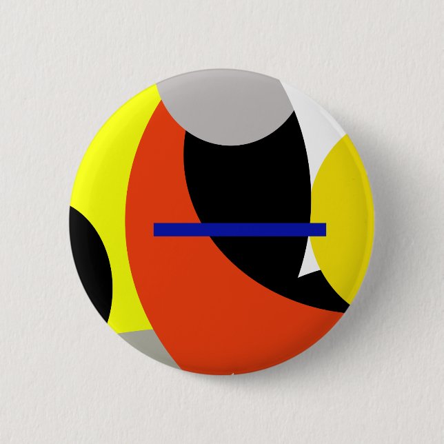 Yellow Red Blue Abstrakte Kunst Button (Vorderseite)