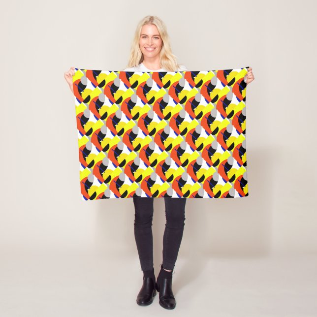 Yellow Red Blue Abstrakte Kunst Fleecedecke (Beispiel)