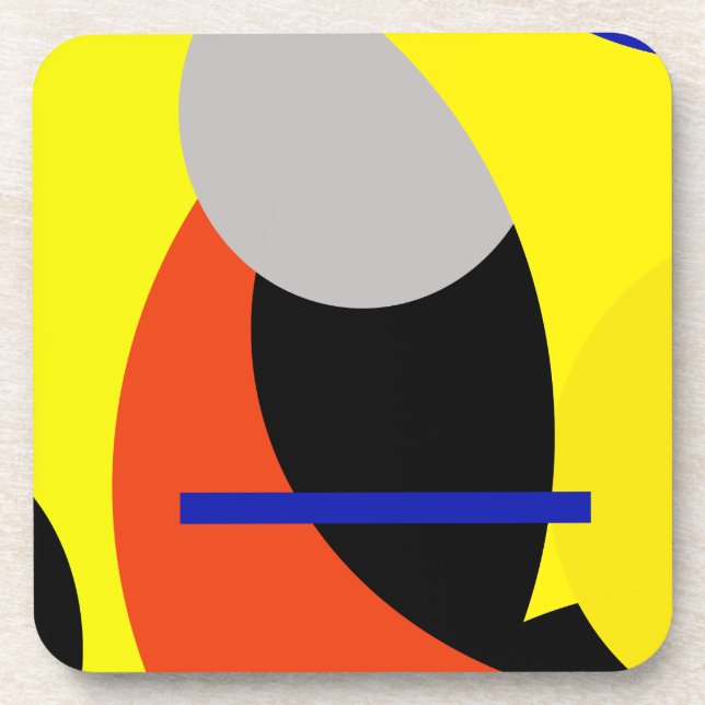 Yellow Red Blue Abstrakte Kunst Getränkeuntersetzer (Vorderseite)
