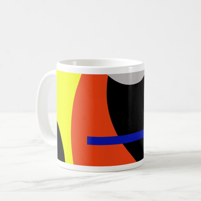 Yellow Red Blue Abstrakte Kunst Kaffeetasse (Vorderseite Links)