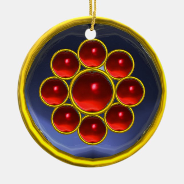YELLOW RED BLUE GEMSTONE KERAMIKORNAMENT (Vorne)