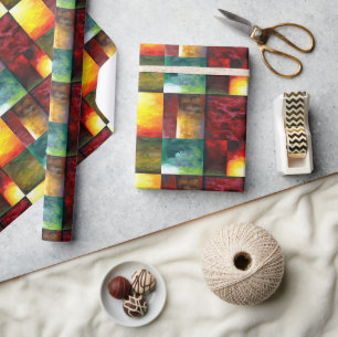 Yellow Red Blue Green Abstrakt Art Modern Geschenkpapier