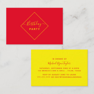 Yellow & Red Diamond Geburtstagsparty Ticket