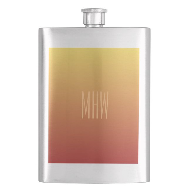 Yellow Red Gradient custom monogram flask Flachmann (Vorderseite)