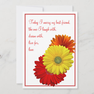Yellow Red Orange Gerbera Daisy Wedding Einladung