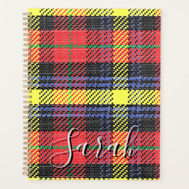 Yellow & Red Tartan Checkered Monogram Name Planer