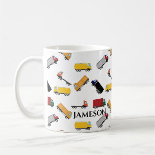 Yellow Red Watercolor Transportation Truck Kaffeetasse