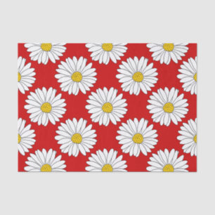 Yellow Red White Daisy Muster Seidenpapier