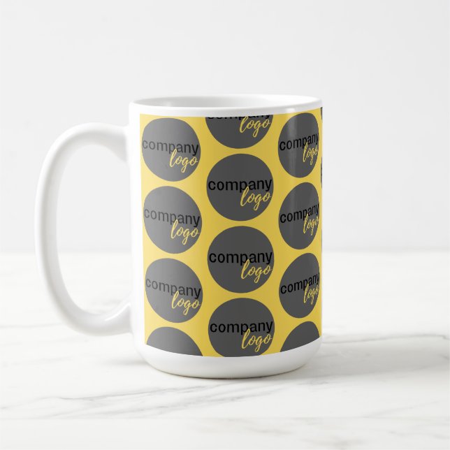 YELLOW REPEATING PATTERN COMPANY LOGO KAFFEETASSE (Links)