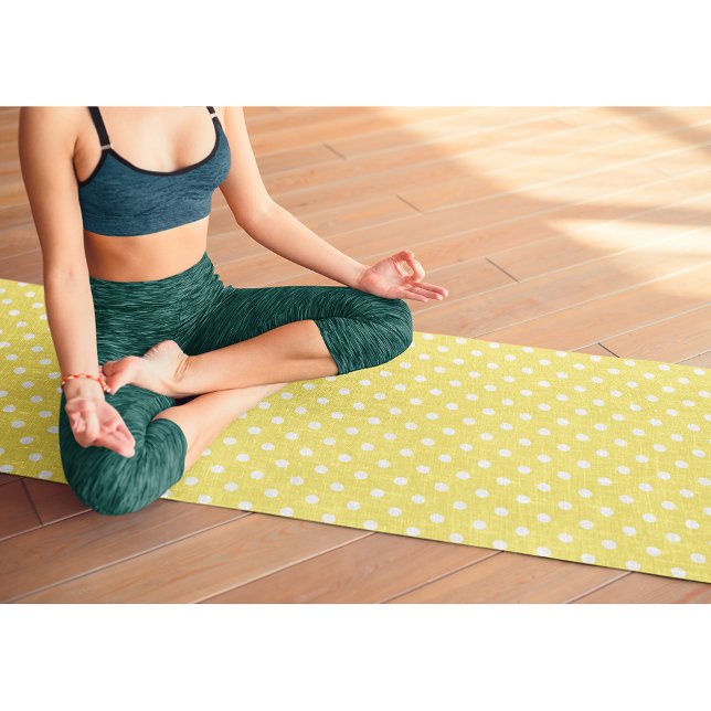 Yellow Retro Chic Polka Dots Monogram Übung Yogamatte (Yellow Retro Chic Polka Dots Monogram Exercise Yoga Mat)
