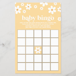 Yellow Retro Daisy Baby Dusche Bingo Flyer