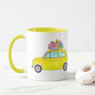 Yellow Retro Fiat 500 Weihnachtsgeschenke Wasserfa Tasse