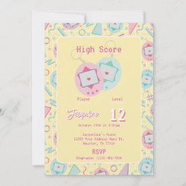 Yellow Retro Gaming Virtual Pate Geburtstag Einladung