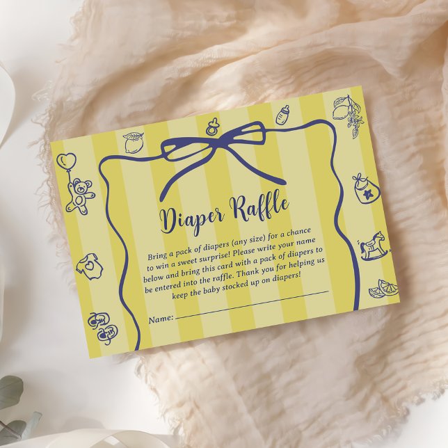 Yellow Retro Niedlich Diaper Raffle Lemons Kinderd Begleitkarte (Von Creator hochgeladen)