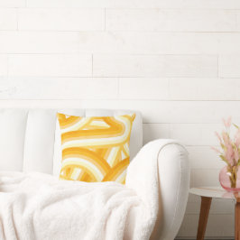 Yellow Retro Rainbow Stripes Pattern Kissen