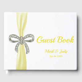 Yellow Ribbon Diamond Bow Wedding Guestbook Gästebuch
