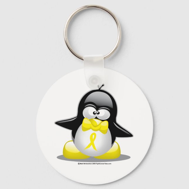 Yellow Ribbon Penguin Schlüsselanhänger (Vorderseite)