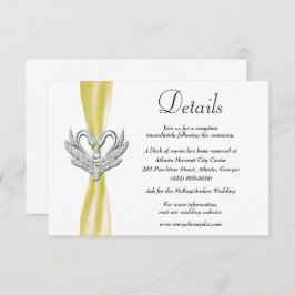 Yellow Ribbon Silver Swans Hochzeitdetails Begleitkarte