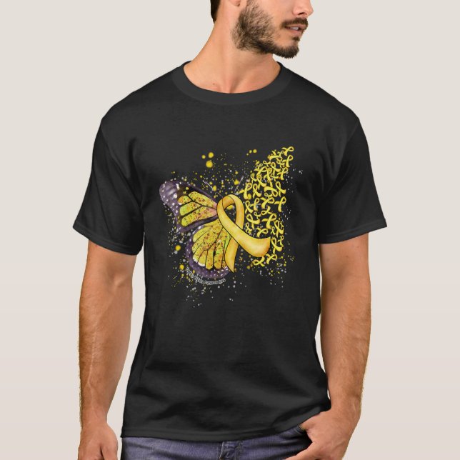 Yellow Ribbon Spina Bifida Awareness Driving Hinte T-Shirt (Vorderseite)
