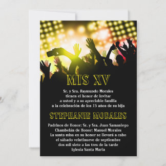 Yellow Rock Star Quinceanera Einladung zum Geburts