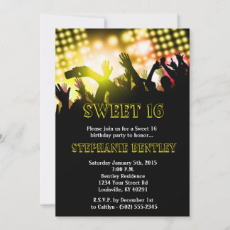 Yellow Rock Star Sweet 16 Geburtstag Einladung