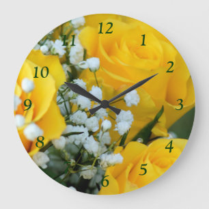 Yellow Rose #4 Clock- personalize as desired Große Wanduhr