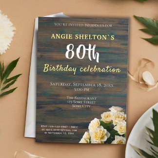 Yellow Rose Bouquet 80. Geburtstag Blumengebäck Pa Einladung
