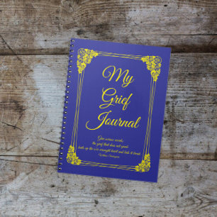 Yellow Rose Cluster Border on Blue Gkurze Journal Notizblock