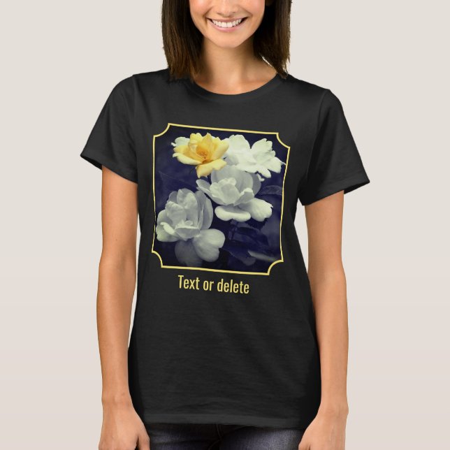 Yellow Rose Cluster Partial Color Personalized T-Shirt (Vorderseite)
