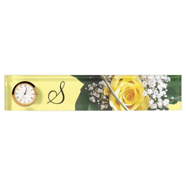 Yellow Rose Desk Namplate Namensplakette (Vorderseite)