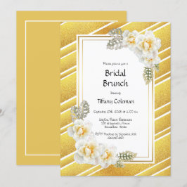 Yellow Rose Floral Gold Bridal Brunch Einladung