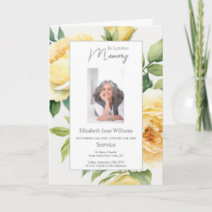 Yellow Rose Funeral Order of Service Foto Karte