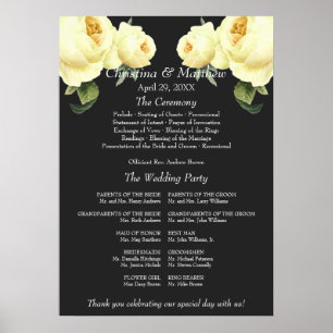 Yellow Rose grau Vintage Hochzeitstag Programm Poster