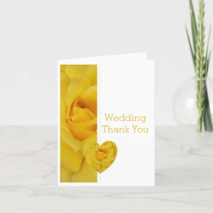 Yellow Rose Heart Design Wedding Dankeskarte