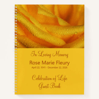 Yellow Rose Memorial Service Guestbook Notizbuch