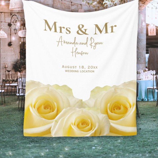 Yellow Rose Mrs. & Mr Bridal Couple Wedding Gift Fleecedecke (Von Creator hochgeladen)
