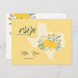 Yellow Rose of Texas - Gingham Staat Wedding RSVP Postkarte