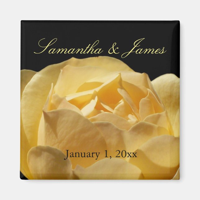 Yellow Rose Personal Wedding Magnet (Vorne)